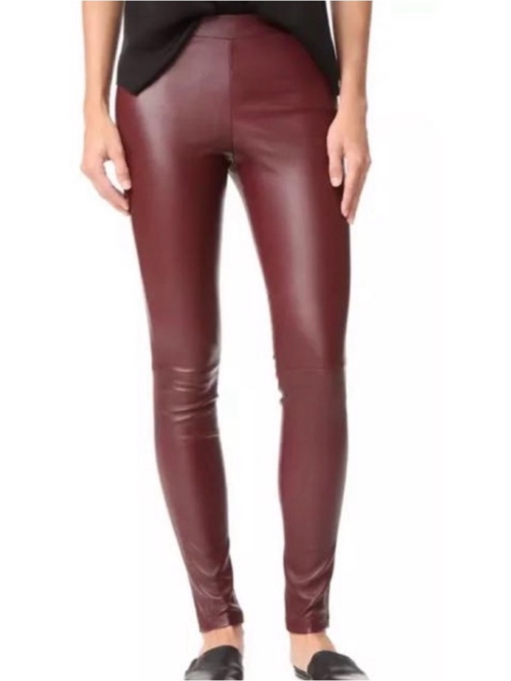 Theory Adbelle L2 Bristol Burgundy Red Leather IndieSleaze Pull-On Legging EUC 0